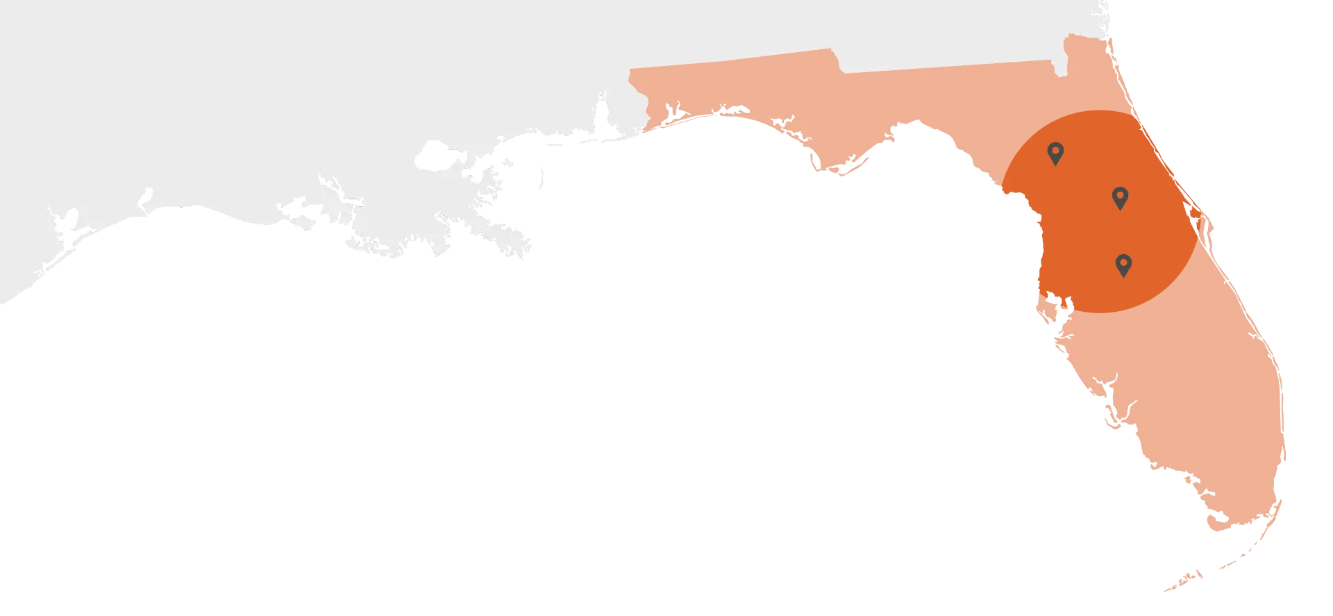 Florida map showing West Orange Roofing locations